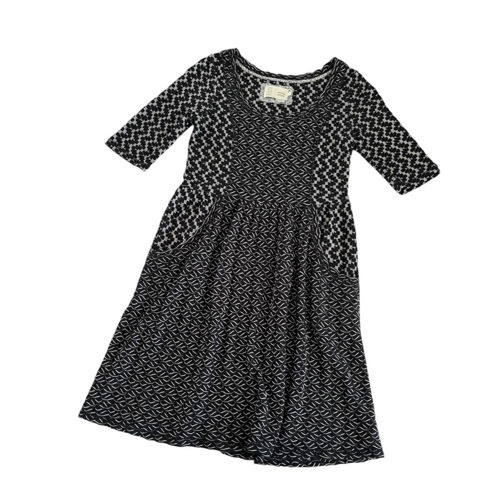 Anthropologie Saturday Sunday Black Print Textured Dress Women’s Size Small